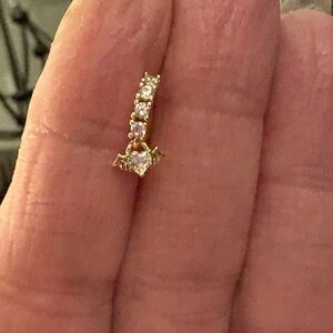 Nose Ring- Heart Shape Zirconia Piercing Nose Ring, stainless steel gold tone